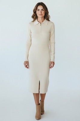 New VERO MODA Women's Size M MILLA V-neck Light Brown Knit Dress