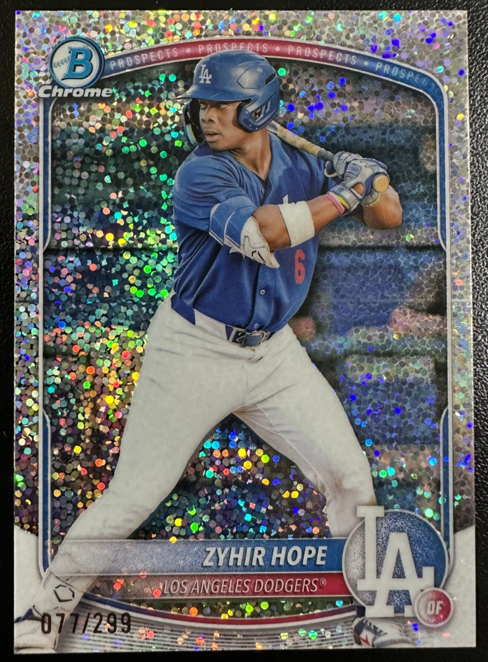 2025 Bowman Chrome ZYHIR HOPE #BCP-2 Dodgers Speckle Refractor /299