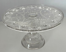 Antique 1890s Garland or Festoon Pattern Footed Cake Stand by Crystal Glass Co