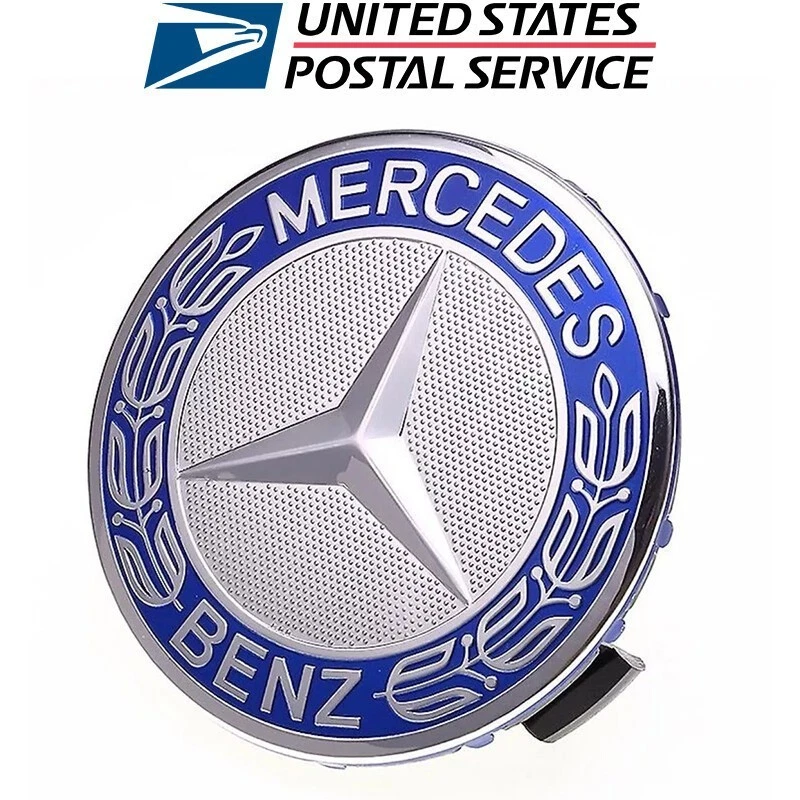 4PCS Mercedes Benz Wheel Center Hub Caps 75mm Dark Blue Logo Badge Emblem NEW Foto 4 de 4