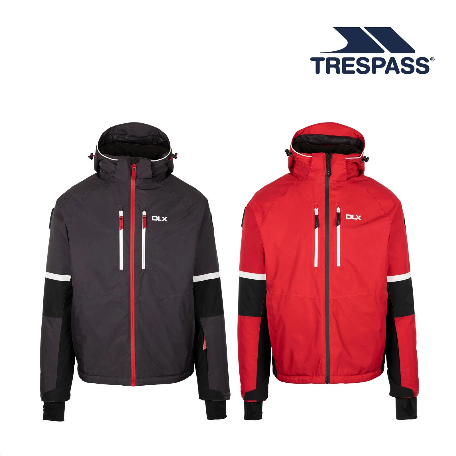 DLX Mens Ski Jacket With Snowskirt Hooded Waterproof Wind Resistant Coat Mackle