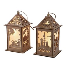 Pack of 2 Wooden LED Celebration Ornament for Religious Event Easy Install