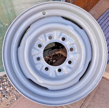 Vintage 16.5 X 6.75 Heavy Riveted Back Steel Wheel. 8 Lug X 6.5 Bp. K1 8 Bf.