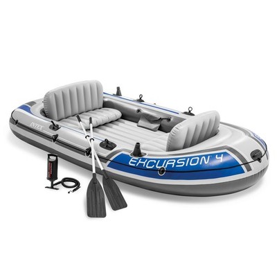 Intex Excursion 4-Person Inflatable Fishing Boat River Raft 124'' x 65'', Grey