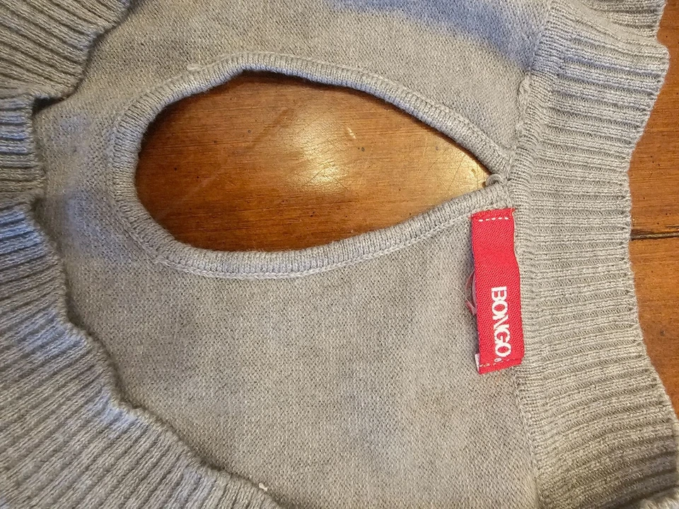 Suéter de malha Bongo cinza médio puff artístico - Imagem 4 de 4