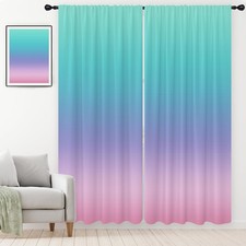 Pink Curtains Extra Long Wide Girls Cute Purple Teal Ombre Colorful Pastel Nu...