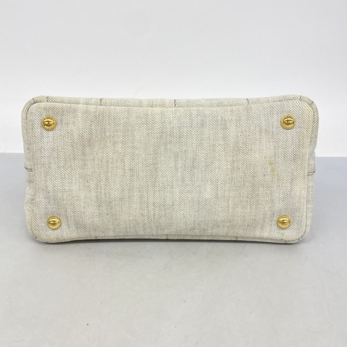 Prada Handbag Canapa Denim Blue Gold Hardware 2way Bag Used Ladies from japan thumbnail 3