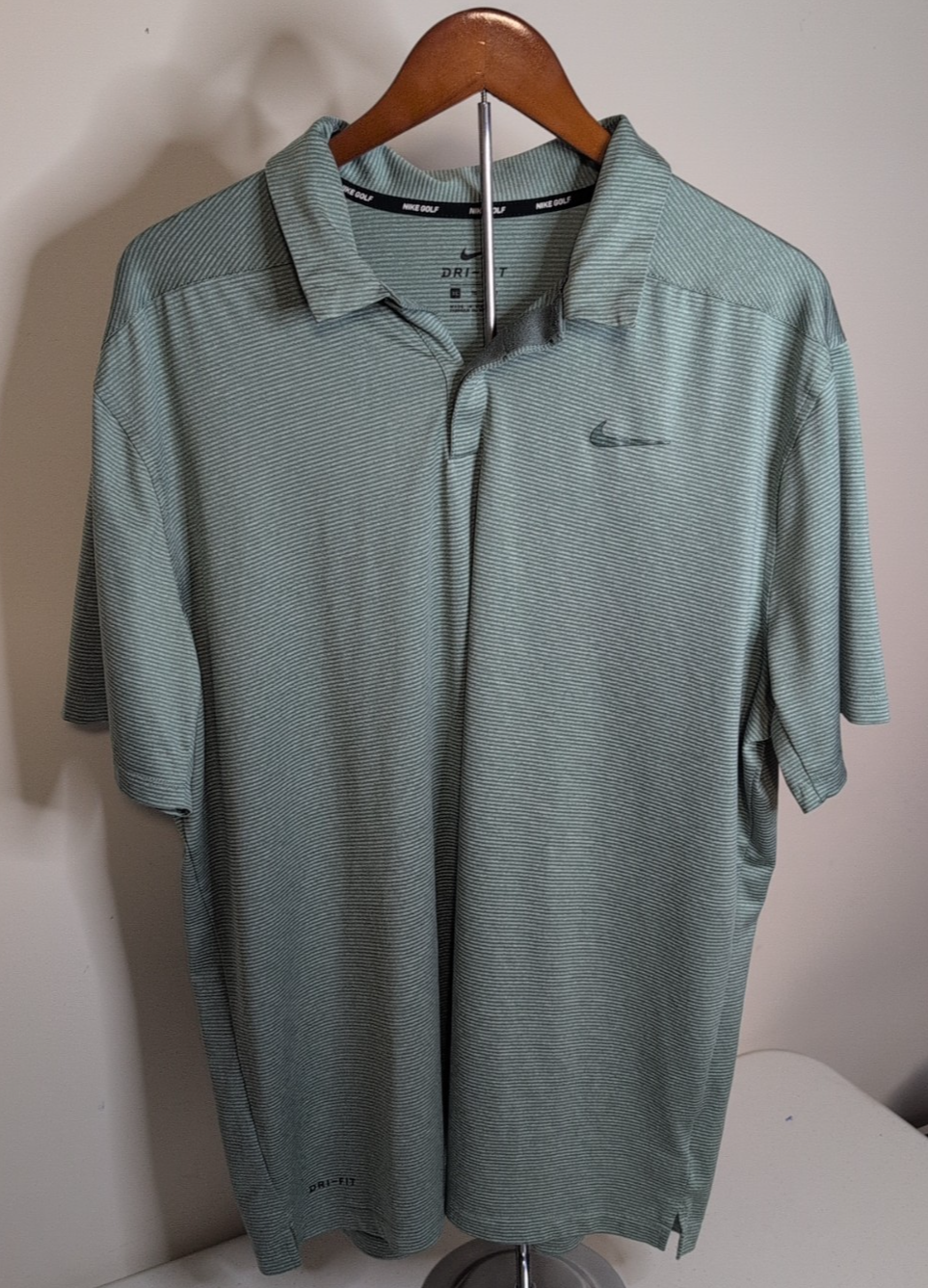 Nike Golf Polo Shirt Mens XL Extra Large Blue Control Stripe Stretch Performance