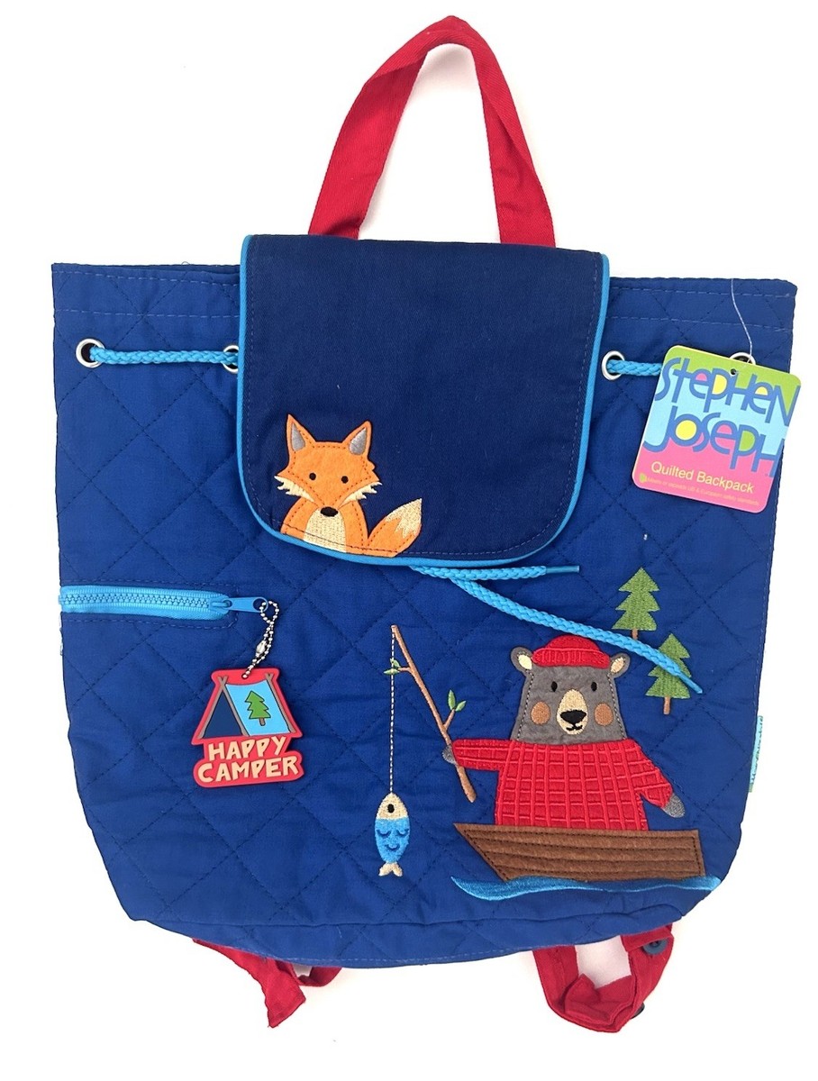 NWT Stephen Joseph Quilted Childs Drawstring Backpack, Fishing