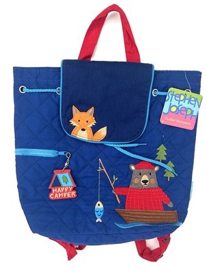 NWT Stephen Joseph Quilted Childs Drawstring Backpack, Fishing Bears
