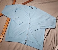 Vintage Jantzen Cardigan Sweater Mens XL Blue Grandpa V Neck Acrylic Made In USA