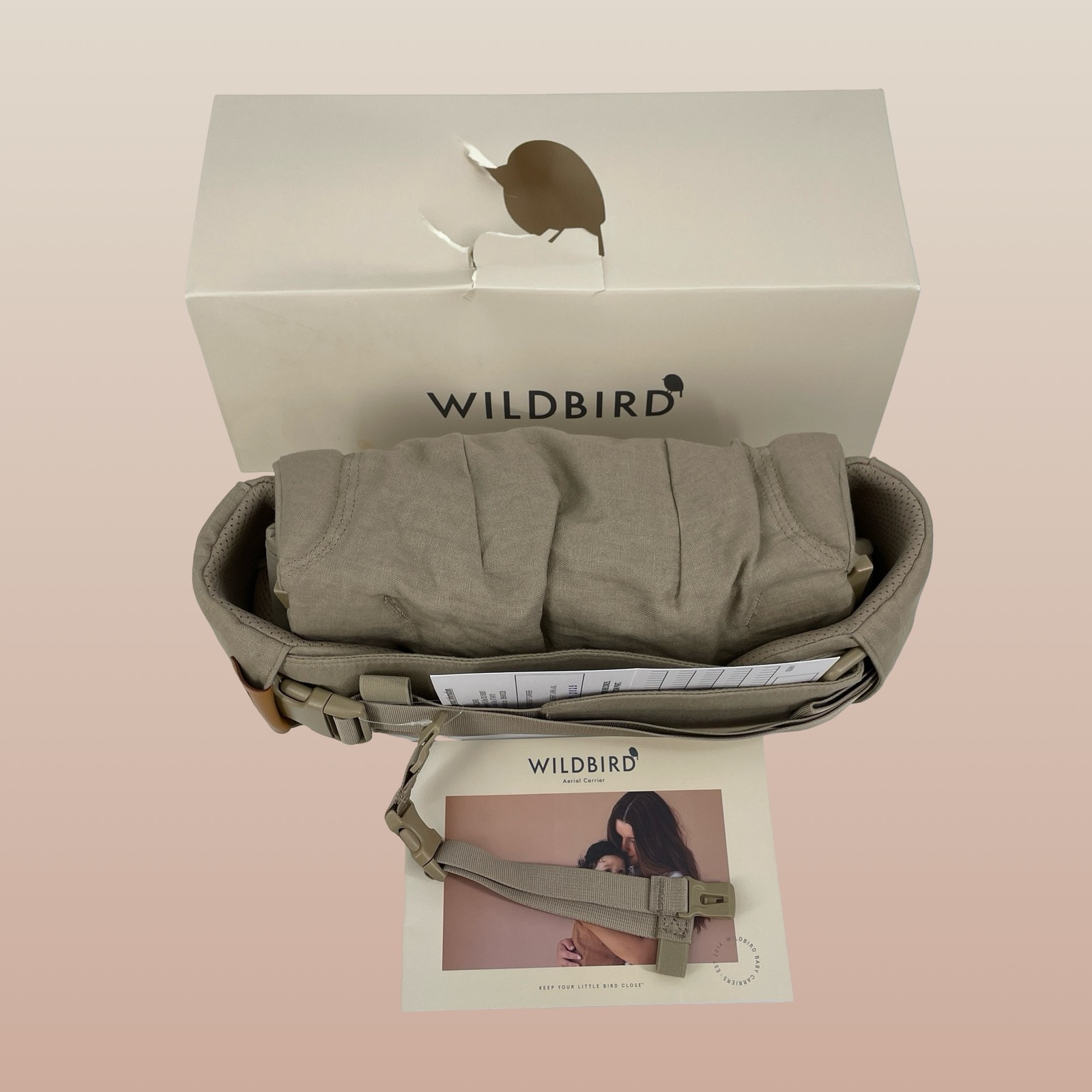 WildBird Aerial Buckle Carrier Linen 2-24 Months Desert Lark L-4XL #OB2215