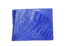 Bright Blue Money Clip Genuine Crocodile Skin Leather Bifold Men's Wallet V48