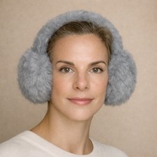 New Peruvian Soul Earmuffs Alpaca Fur Gray Soft Plush Winter Headband Ear Warmer
