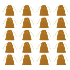 20pcs Flocked Drawstring Bag 3.1 x 3.9 Inch Jewelry Pouches Gift Bags, Khaki