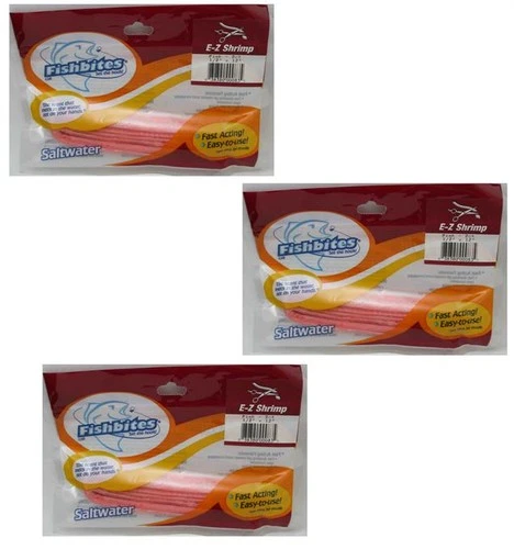 Fishbites 0083 E-Z Shrimp Pink Fast Acting Scent 1/2" x 13" Lot of 3