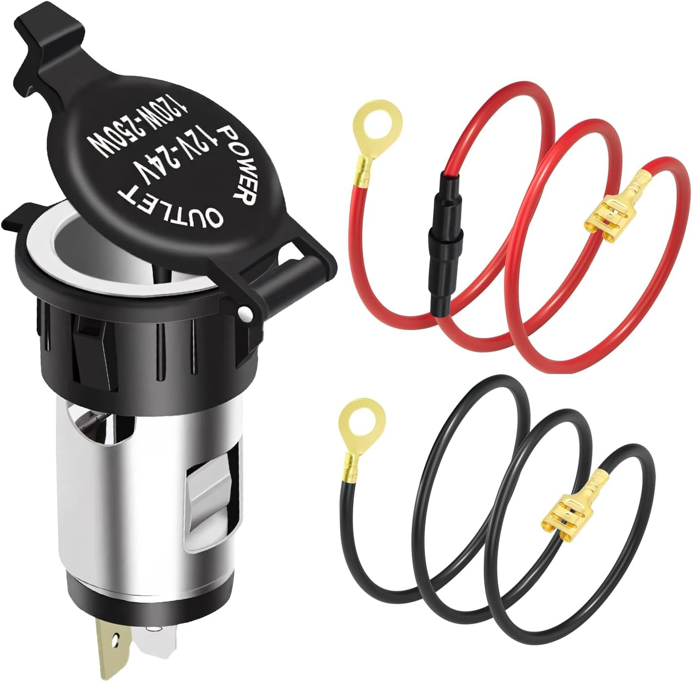 Socket, Waterproof 12v Outlet With Cover And Wiring
