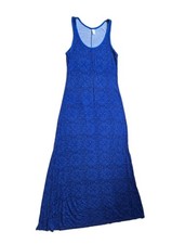 OLD NAVY Navy Tank Maxi Dress Blue Print Stretch Scoop Neck Sleeveless Size S P