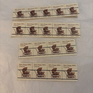 Baby Buggy 1880’s 4 Strips USA Stamps Used 7.4¢