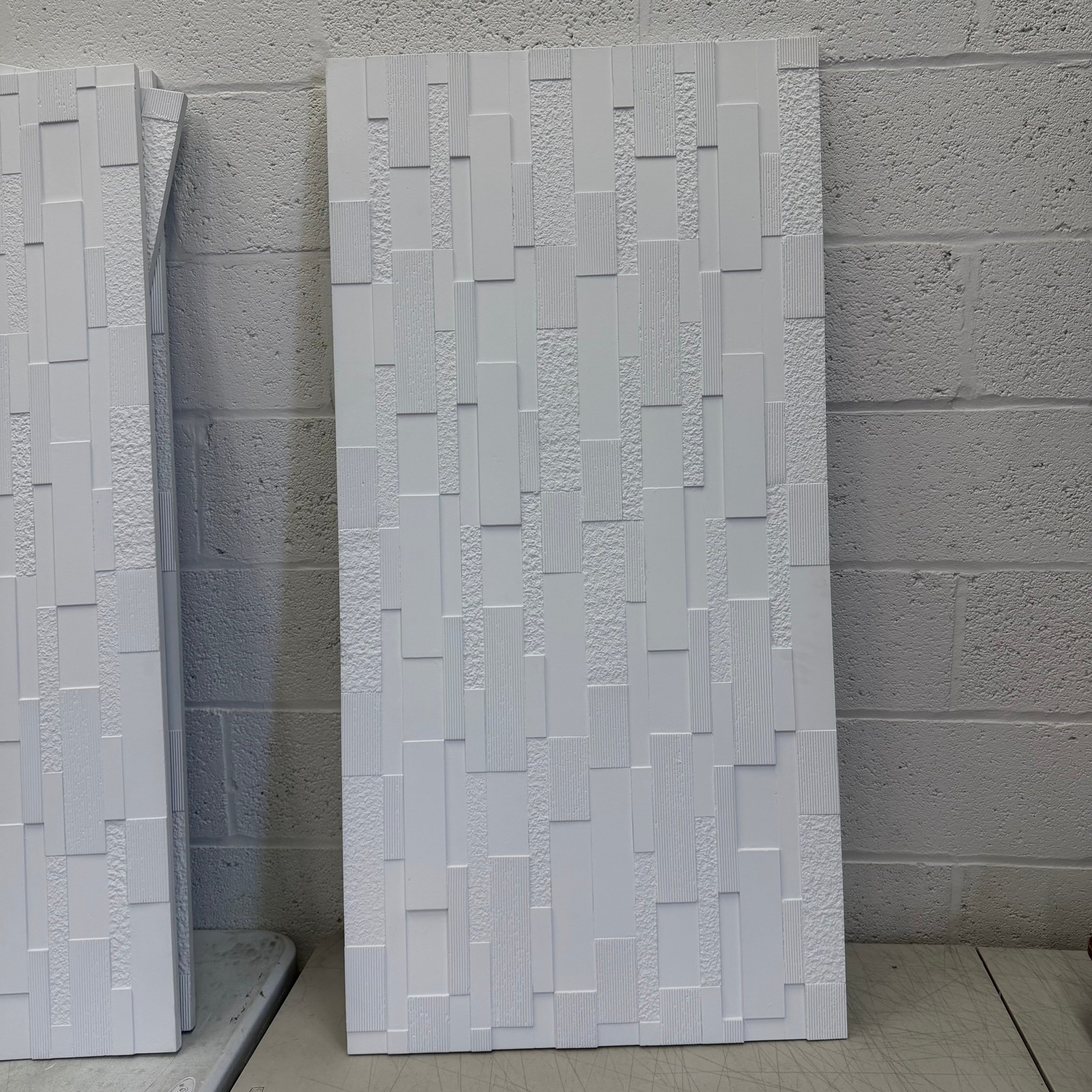 Greymond 4-Pcs Spar Brick Textured Wall Panels 23.6" x 47.2" x 0.5" - White