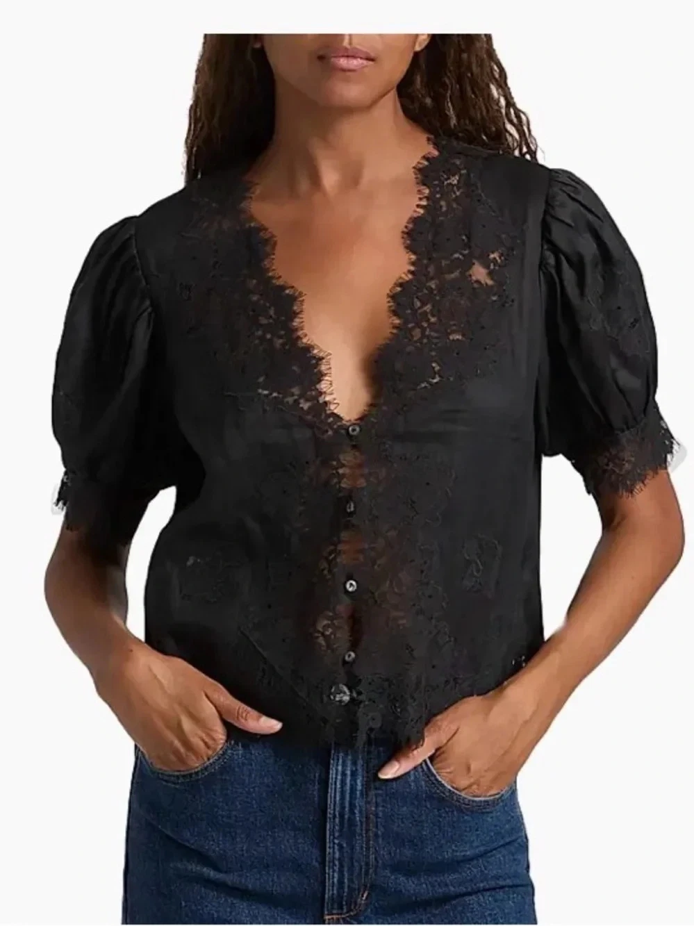 Anthropologie Maison D’Amelie Doen Idella Puff Lace Top NWT size Medium