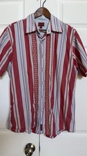 Tommy Hilfiger Red Label Mens L Striped Embroidered Short Sleeve Shirt