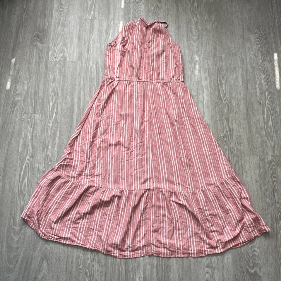 Maxi Vestido Rosa Halter Rayas Pradera Cottagecore Femenino Gitano Vacaciones XL Foto 2 de 4