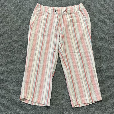Keren Hart Womens Capri Pants W29'' Multicolor Striped Pull On Drawstring Casual