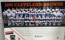 1995 CLEVELAND BROWNS ROSTER POSTER  14'' X 20'' Autographed By Bill Belichick