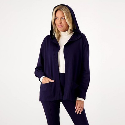 Day2Day by Duette NYC Size 2X Regular Ponte Knit Hooded Jacket A520637 SAPPHIRE