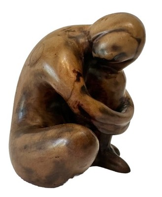 VTG thinking Alone Woman Naked Soapstone Rare Carving Figure Decor Brown