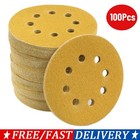 100Pcs 5 inch Sanding Discs 8-Hole Hook Loop for Orbital Sander Paper 80-320Grit