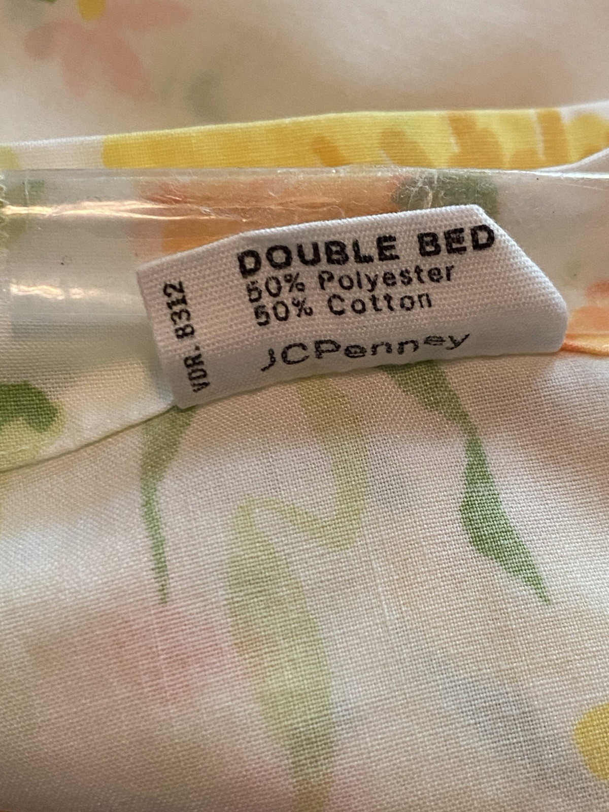 VTG 60's JC PENNY MCM DAISY FLORAL COTTON BLEND FLAT SHEET SZ FULL