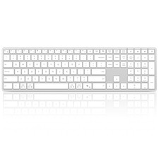 Silver White Wireless Bluetooth Full Size Keyboard MultiDevice Windows