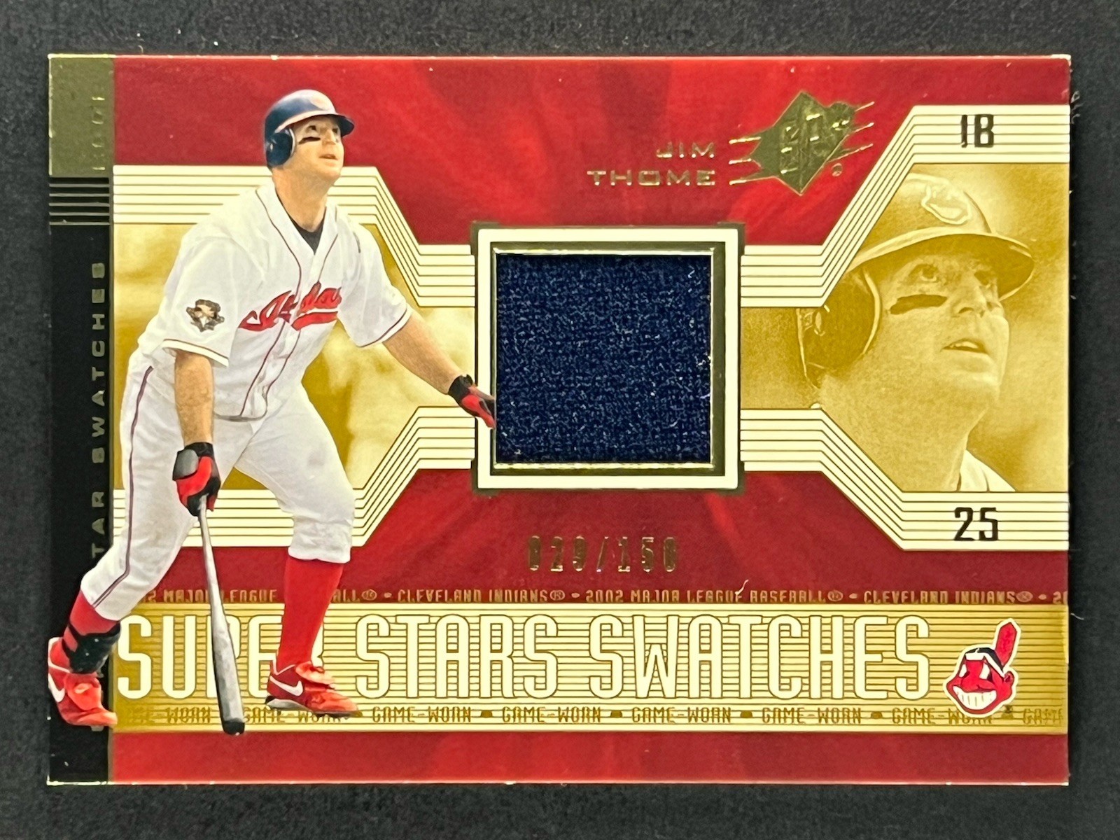 Jim Thome 2002 SPx - Super Stars Swatches Gold #160 Cleveland Indians /150