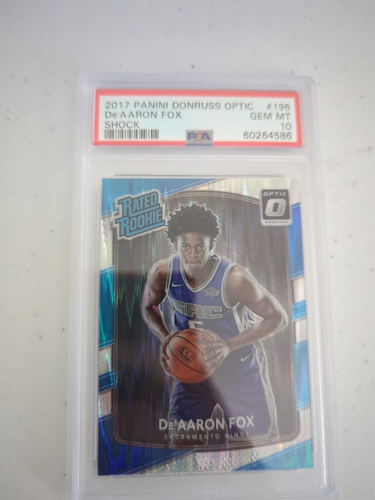 2017-18 Panini Donruss Optic Rated Rookie De'Aaron Fox #196 Shock (RC) PSA 10