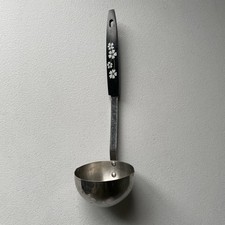 Vintage Ladle Retro Black & White Daisy Pattern Stainless Steel Made In USA