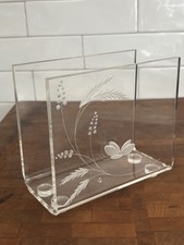Vintage Clear Lucite Acrylic Floral Etched Na...