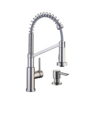 STAINLESS STEEL SPRING NECK SINGLE HANDLE PULL-DOWN KITCHEN FAUCET w/TurboSpray