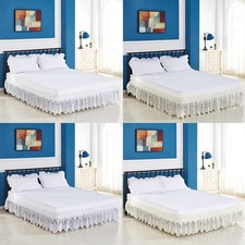 Vintage Crochet Lace Ruffle Elastic Band Bed Skirt