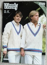 WENDY KNITTING PATTERN 3243 FOR CRICKET SWEATER & PULLOVER IN DK ~ SIZES 34 -44”