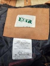 Key Insulated Duck Bib Overalls Tan Caramel Quilted Cotton Size XL REG.