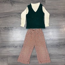 Vintage Buster Brown Toddler 3pc Outfit Geometric Pants Turtleneck Vest 3T