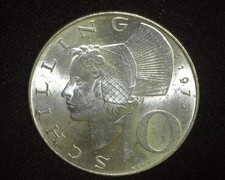 AUSTRIA 1973 10 SCHILLING .1543 ASW KM2882 SILVER GEM BRILLIANT UNCIRCULATED~E48