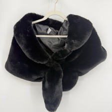 Caracilia Black Faux Fur Wrap Shawl  Old Hollywood Glam  Winter Wedding