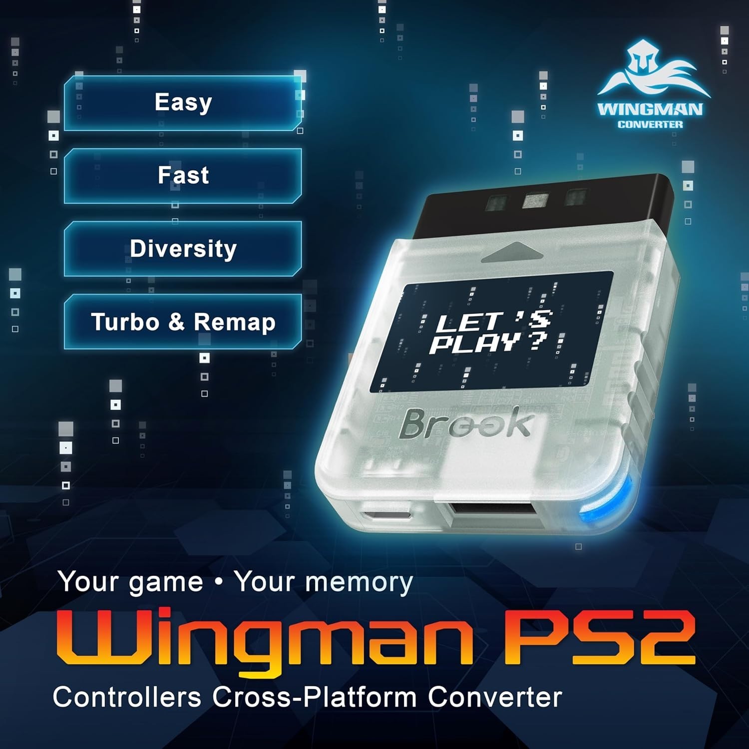 Brook Wingman PS2 Cross-Platform Converter Adapter Transparent White Edition V26