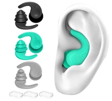 3 Pairs Swimming Ear Plugs Waterproof Reusable Silicone for Adults Teens 14+