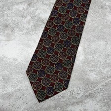 Christian Dior 100 Silk Tie Mens One Size Red Geometric Made In USA Necktie