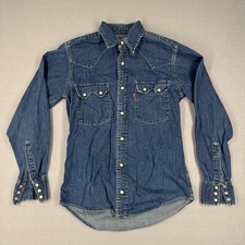 Vintage Levis Men's Size S Pearl Snap Denim Button Up Long Sleeve Western
