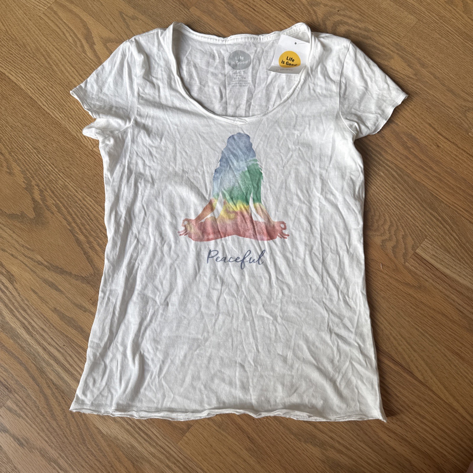 New Women’s Life Is Good Yoga Peaceful Size Small T Shirt